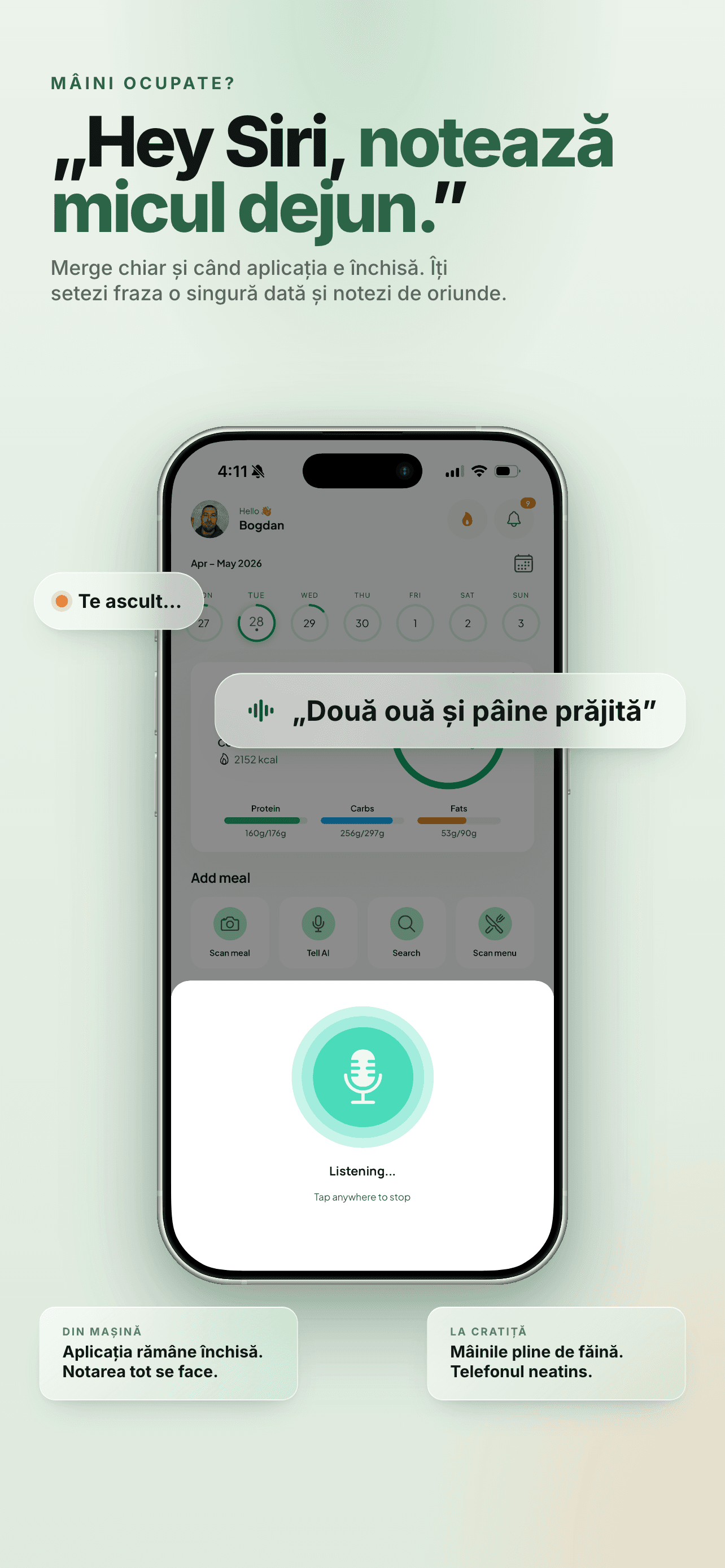 Notează mesele fără mâini, cu Siri