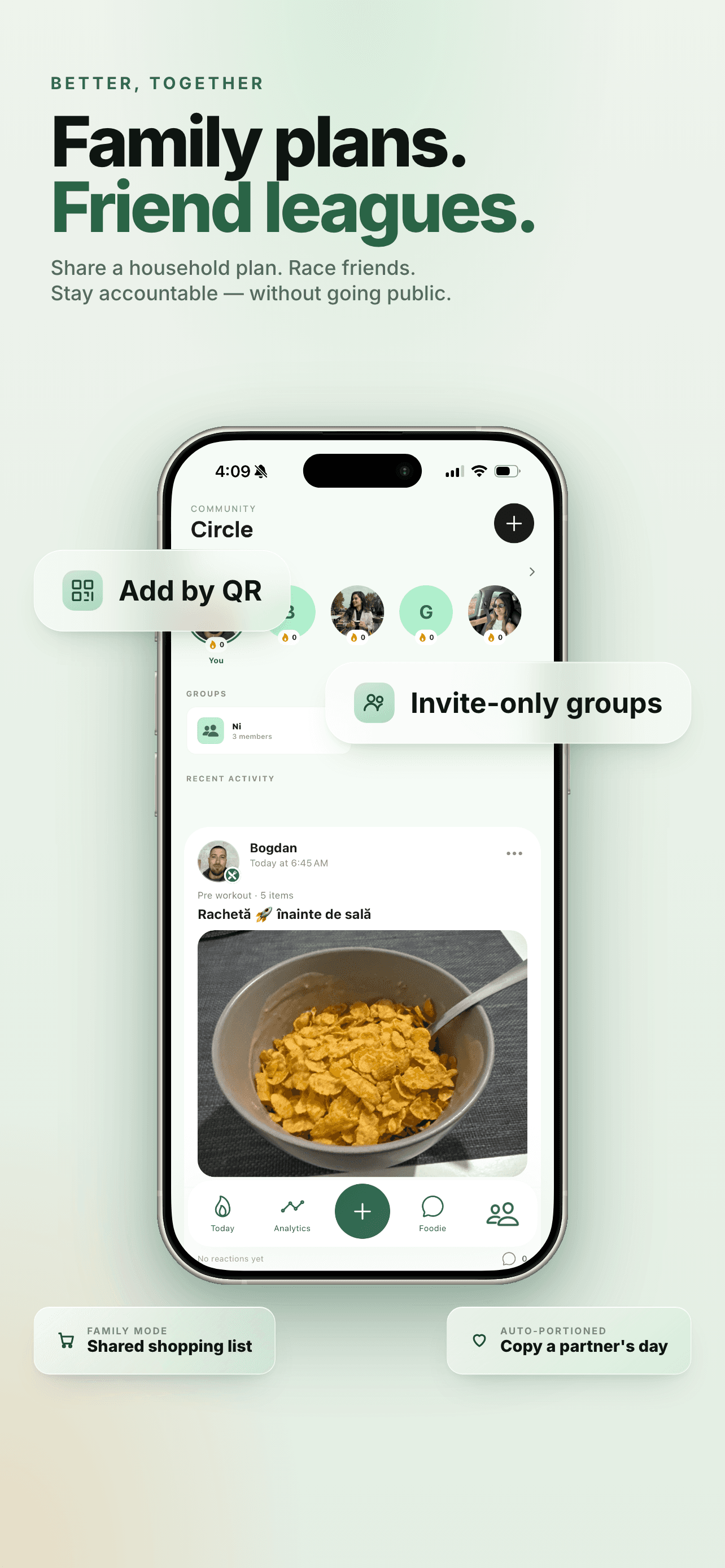 Share progress with family and friends